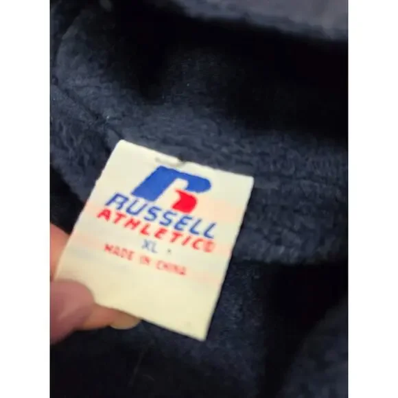 Notre Dame Jacket Size XL Full Zip Russell Athletic Hooded Pockets Navy/Gold - Picture 5 of 8